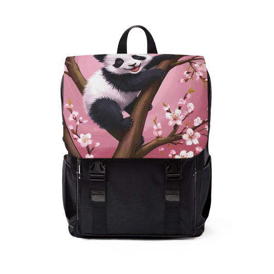 Cute Panda Floral Unisex Casual Shoulder Backpack